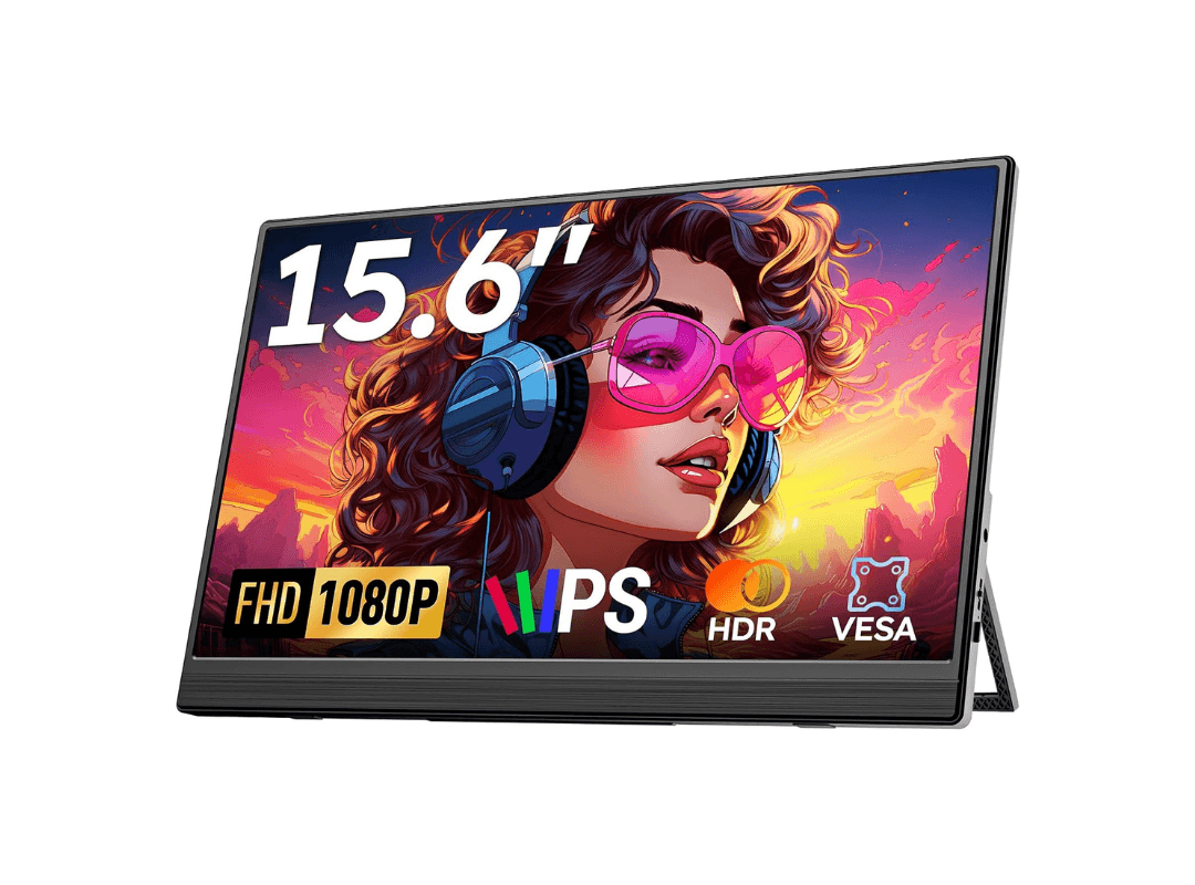Portable Monitor for Laptop FHD 15.6" 1080P Ultra-Slim USB-C&HDMI External Second Screen for Laptop Travel Monitor Dual Speaker-Screen Extender for PC/Mac/Phone/PS4/5/Xbox/Switch-VESA*2