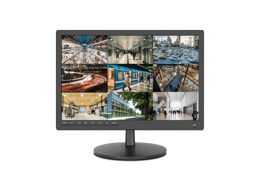 ZOSHING 17inch Security Monitor,Wall-Mounted Monitors Supports USB/Full Format Video Playback,CCTV Monitors with AV/HDMI Input/VGA/Headphone Output,Built-in Speaker, Remote Control